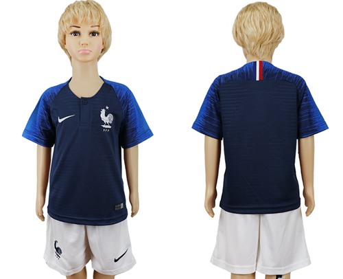 France Blank Home Kid Soccer Country Jersey - Click Image to Close